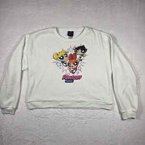 Cartoon Network White Graphic Powderpuff Girls‎ pullover Sweatshirt Size Large